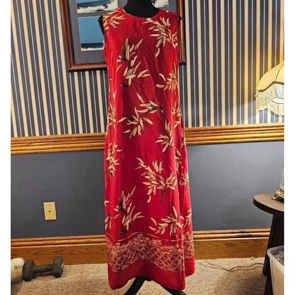 New Gear Red Hawanian Floral Sleeveless Loose Unlined Summer Dress Size Small - Picture 1 of 4